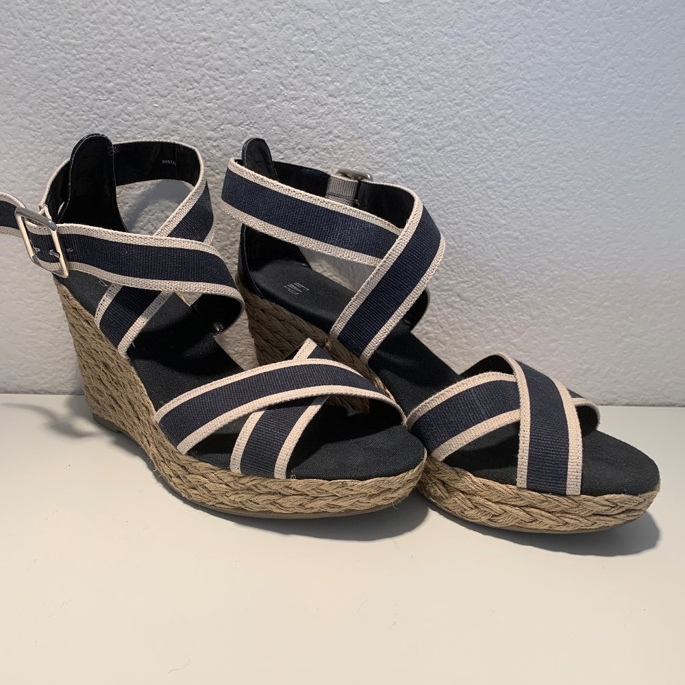 Gap Navy Strappy Espadrille Wedges